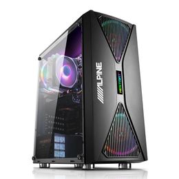 ATX Computer Gaming Case Desktop Mainframe Back Line Support M-ATX / ITX Motherboard para PC Gamer Enclosure - Negro