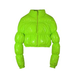 AtxyxtA Puffer Jacket Recortada Parka Bubble Coat Invierno Mujer Nueva Ropa de Moda Verde XL 201019