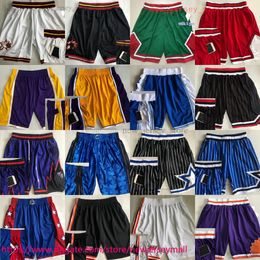 AU Biscuit de basket-ball rétro classique brodé avec de la poche Authentic Stitch Quality Retro Pockets Short Breathable Gym Training Pantal Pantal