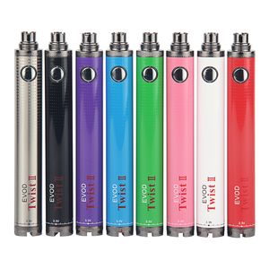 EVOD Twist II Batterij 1600mAh 3.3V-4.8V 510 Draad Vape Pen Verstelbare Variabele Spanning Drukknop eGo-T Evod VV Vision Spin 2