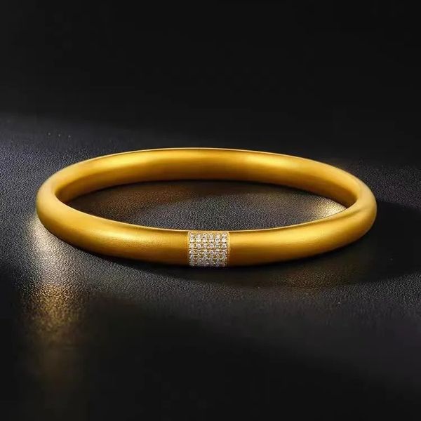 AU750 GOLD 24K RICH ET PERFECT BRACKET MÉTHODE ANCIENNE HÉRITANCE Solide 999 bracelet Bracelet anneau givré 240419