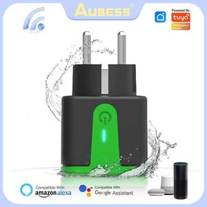 Aubess prise intelligente étanche extérieure 16A WiFi prise de télécommande avec fonction de moniteur de puissance pour Tuya Life Alexa 240228