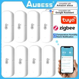 Aubess Tuya Zigbee 3.0 Thermomètre intérieur capteur d'humidité de température pour Alexa Google Home via Smart Life App Control