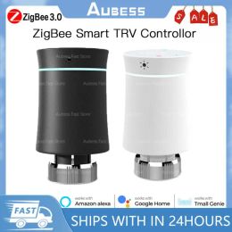 Aubess Zigbee 3.0 Tuya Nouveau actionneur de radiateur Valve de thermostat Smart Thermostat Thermostat Alexa Contrôle vocal Alexa