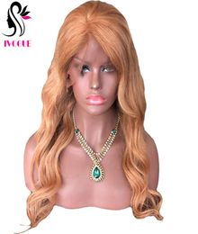 Auburn Blonde cambodgienne vierge cheveux humains pleine dentelle avant perruques vague de corps sans colle perruque de dentelle avec bébé Hair9112119