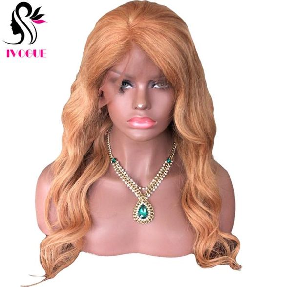 Auburn Blonde Cambonien Vierge Human Human Full Lace Lace Lace Front Perruque Body Wig Wigless Wig With Baby Hair9371090