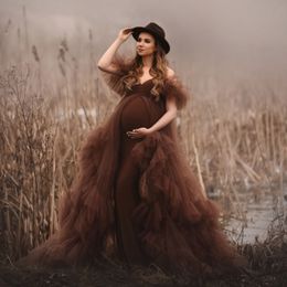 Auburn-Vestidos de graduación Vintage para mujeres embarazadas, vestido de fotografía personalizado con volantes de tul con forro, Vestidos para Baby Shower