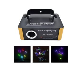 AUCD 500mW RVB Fullcolor Laser éclairage Animation Scan Projecteur Lumières Petite carte SD Programme d'édition DMX Disco Clubs KTV PRO DJ Party Show Éclairage de scène SD-RGB500