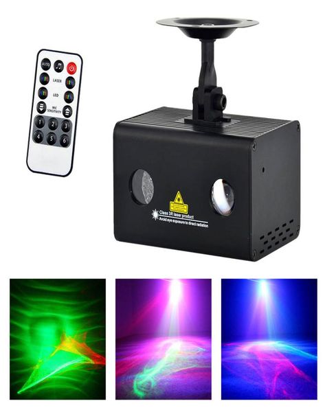 AUCD Mini Control Remoto Portátil RG Iluminación Láser 3W RGB Lámpara LED Aurora Proyector Mixto Luces de Escenario Fiesta Disco Show DJ Home6657867