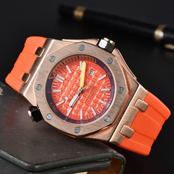 Aude Relojes de pulsera para hombres 2023 Relojes para hombre Reloj de cuarzo con tres agujas Reloj de diseñador de marca de lujo de alta calidad Correa de goma Moda Serie real Vacaciones