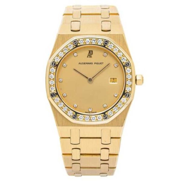 Audema Pigue Relojes de lujo suizos Movimiento mecánico Relojes de pulsera automáticos Audema Pigue Royal Oak 56143BA Reloj con esfera color champán en oro amarillo de 18 quilates 33 mm WN-TK77