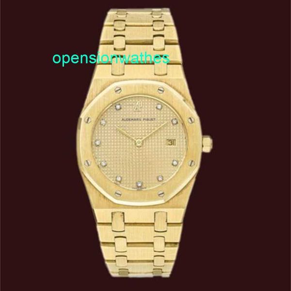 AUDEMAR PIGUE LUXEURES LURMES MENS MEN'S Automatic Watch Men's Audemar Pigue Royal Oak 18k Yellow Gold Watch w / Diamonds Date fnif