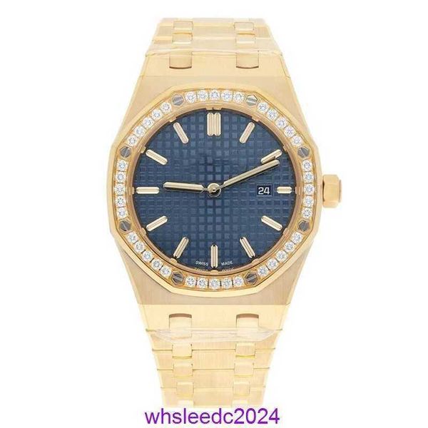 Audemar Pigue Relojes mecánicos Royal Oak 33 mm Esfera azul Reloj de cuarzo de lujo para mujer con diamantes en oro amarillo 67651BA.ZZ.1261BA.02 HB MTNO