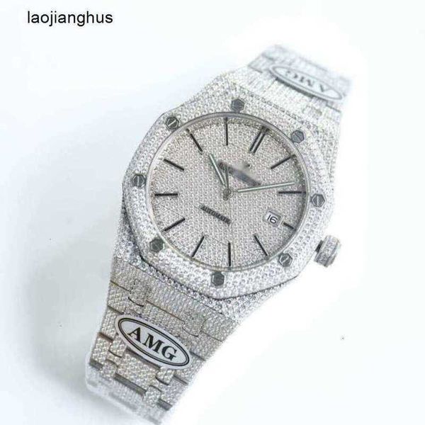 Audemar Pigue Reloj AP Relojes de diamantes Diseñador Iced Out Full Men Ap Menwatch HD59 Movimiento mecánico automático Uhr Crown Bust Down Montre Royal Reloj rj