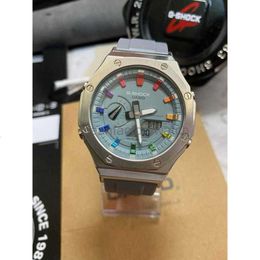 Audemar Piquet Relojes de diseño de lujo Apsf Royals Oaks Reloj de pulsera Gm-2100 Ga-2100 Hebilla personalizada Ga2100ap Gris Arco iris AudemarrsP Acero inoxidable resistente al agua