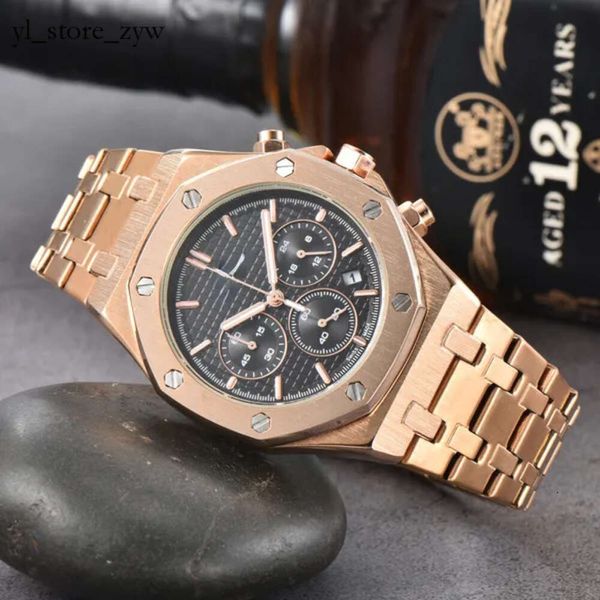 Audemar Reloj Relojes de pulsera Hombres Relojes de señora Relojes clásicos Reloj de pulsera Calidad Movimiento de cuarzo Reloj deportivo moderno Fecha automática 41 mm Reloj cronógrafo Bracele 8577