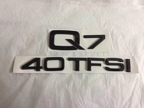 3D Chrome Audi Q7 40 TFSI Carta Tronco Emblema Emblemas Insignia trasera Etiqueta adhesiva para Audi Negro