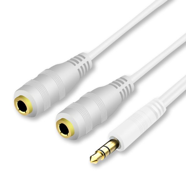 Cable auxiliar de audio Jack de 35 mm Macho a hembra Extensión estéreo Cable divisor de auriculares Cables negros y blancos