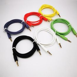 Câble Audio Jack 3.5 MM mâle à mâle 1M 2M, ligne Audio Aux, prise plaquée or, cordon en Silicone macaron pour casque de voiture, cordon de fil de haut-parleur