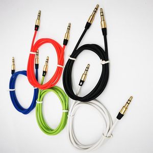 Câble audio Jack 3.5 MM mâle à mâle 1M ligne audio Aux prise plaquée or cordon de couleur en métal mat pour voiture casque haut-parleur fil cordon nouveau