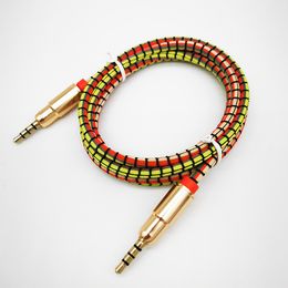 Audio Kabel Geweven Gevlochten 3.5 MM Male Naar Male Koord 1.5 M Hoofdtelefoon Speaker AUX Kabel Voor Auto MP3 hoofdtelefoon Draad Top Kwaliteit