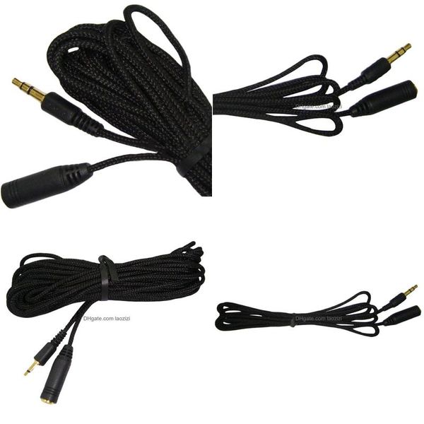 Connecteurs de câbles audio 3,5 mm stéréo O Extension d'écouteurs 5 M // 1,5 M Tra Long pour casque ordinateur téléphone portable Mp3/4 Drop Delivery E Dhmu7