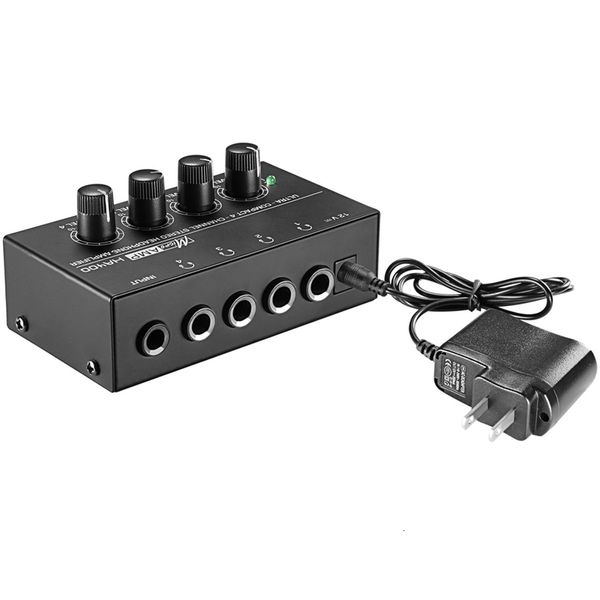 Conectores de cables de audio EU enchufe HA400 Ultra-Compact 4 canales Mini Audio Audio Amplificador de auriculares Auriculares con adaptador de alimentación Negro 221025