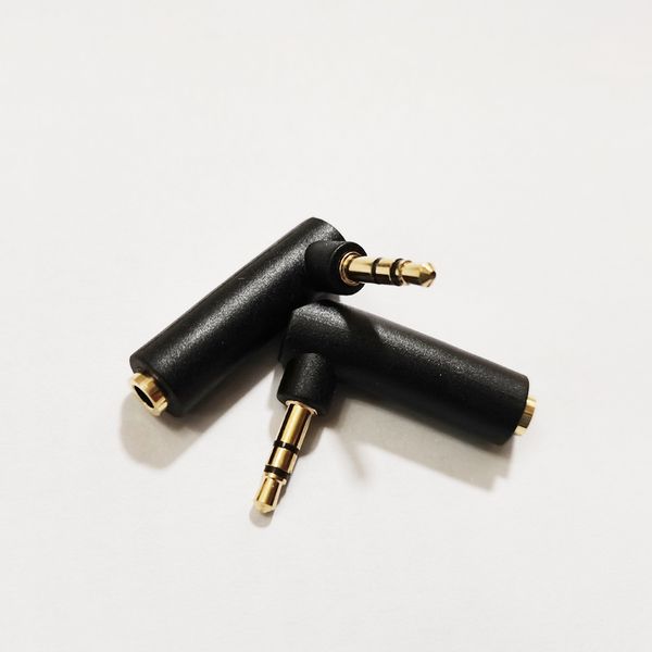 Conector de audio, adaptador de conector macho a hembra estéreo de 3 polos chapado en oro de 90 grados en ángulo de 3,5 mm / 10PCS