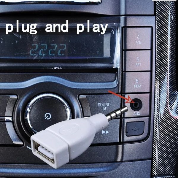 convertisseur audio 3.5 mm mâle de prise audio mâle mâle à l'adaptateur de convertisseur féminin USB 2.0 pour la voiture flash audio 1