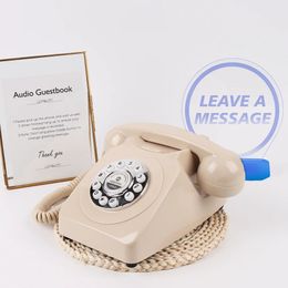 Livre d'or audio téléphone de mariage beige enregistreur téléphonique livre d'or audio téléphones anciens avec fonction d'enregistrement téléphone rétro 240115