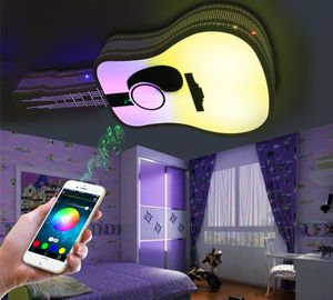 Audio guitar LED ceiling lamp intelligent wireless Bluetooth bedroom music lamp modern cartoon children creative lamps LLFA