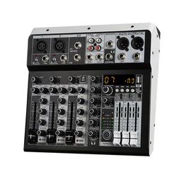 Audio Mixer Geluid 2x Mono Stereo Ingang 4 Kanaals Digitale Mixing Console voor DJ Studio Stage Performance 2023 Goede 240110
