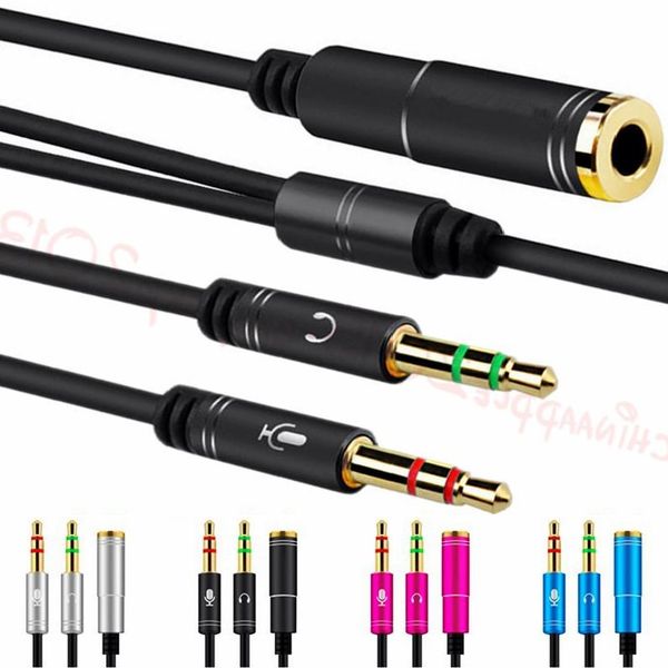 Audio Splitters Auriculares 3.5mm Hembra a Macho Y Splitter Cable Auriculares PC Adaptador