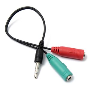 Conector estéreo de audio de 3,5 mm, 1 macho a 2 hembra, cable adaptador, conector divisor, micrófono y auriculares