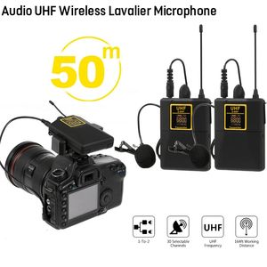 Audio UHF draadloze lavaliermicrofoon met 30 selecteerbare kanalen 50 m bereik voor DSLR-camera Interview live-opname 231228