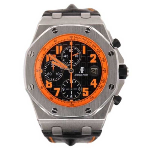 Audpi Royal Reloj de roble con esfera grande Reloj de pulsera con movimiento de cuarzo para hombre Fabricado en Suiza en alta mar 42 mm Volcano Orange Steel Ref 26170st WN-G9HX