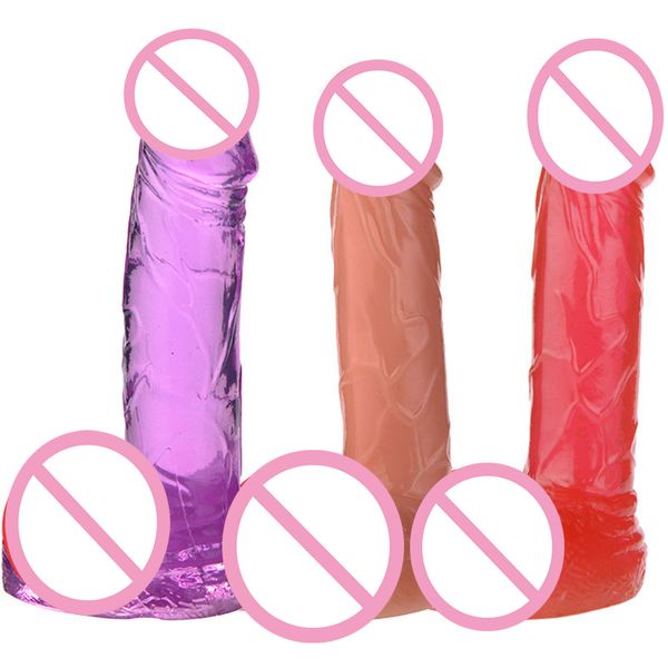 AUEXY, juguetes sexys para hombre, pene falso, consolador grande realista de silicona, cristal transparente, ventosa fuerte para mujeres, artículos de belleza