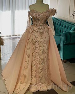 Août 2023 Aso Ebi Sirène Gold Prom Dress Crystals Crystals Crystals Soirée Fête Formale Deuxième réception Robes de fiançailles d'anniversaire Robe de Soire ZJ788 ES