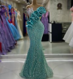 August Aso ebi lovertjes Lace Mermaid Prom jurk kristallen sexy avond formeel feest tweede receptie verjaardag verlovingsjurken jurken jurken robe de soiree zj7120 407