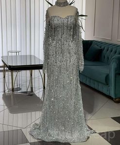 August Aso Ebi Sier Mermaid Prom jurk kristallen avond formeel feest tweede receptie verjaardag verloving jurken jurken jurken robe de soiree zj782 407