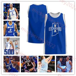 Augustinas Kiudulas Indiana State Basketball Jersey 10 Eli Shetlar 11 Aaron Gray 12 Masen Miller 13 Cooper Bean Indiana State Sycamores Maillots cousus sur mesure pour hommes