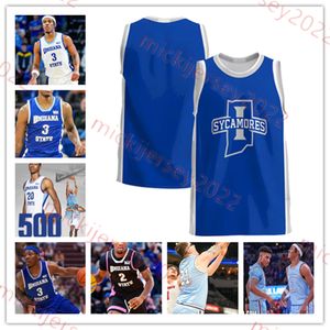 Augustinas Kiudulas Indiana State Basketball Jersey 10 Eli Shetlar 11 Aaron Gray 12 Masen Miller 13 Cooper Bean Indiana State Sycamores Maillots cousus sur mesure pour hommes