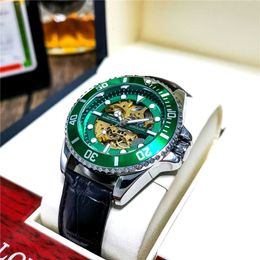 Augustus montre mécanique entièrement automatique pour hommes nouveau produit Green Water Ghost tourbillon creux haut de gamme tendance belle et à la mode