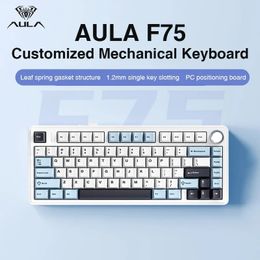 AULA F75 2.4G Wireless/Bluetooth/Wired Gaming Mechanical Keyboard RGB Aangepast 75% Layout OEM Profiel Pakkingstructuur 240419