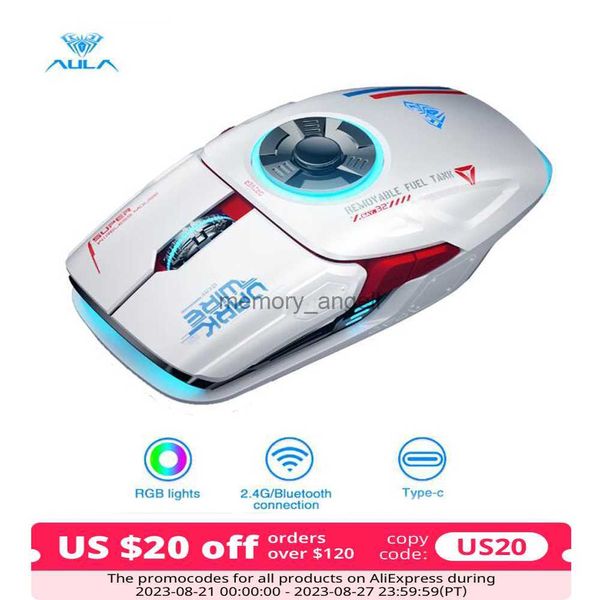 AULA H530 plus récent souris sans fil quatre modes décompression charge souris gyroscopique rotative esports gaming souris RGB HKD230825