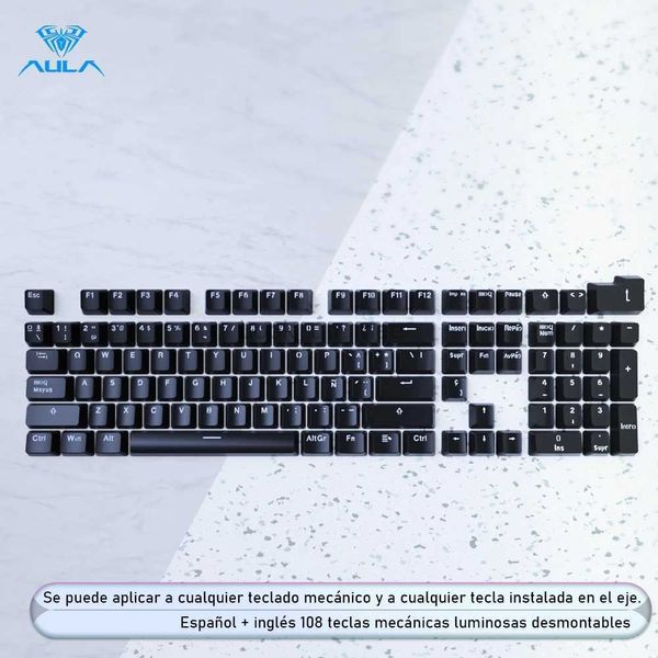 Teclas de teclado mecánico con retroiluminación española profesional AULA compatibles con interruptores MX para reemplazar teclas de escena universal DIY HKD230808