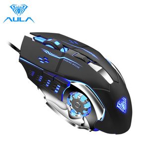 AULA S20 jeu professionnel 2400 DPI réglable USB filaire rétro-éclairé ergonomique optique LED souris ordinateur portable PC