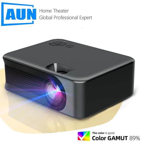 AUN Projecteur portable Mini A30 Mise à niveau Projecteurs de cinéma maison Lecture vidéo 4K via le port HD Écrans de télévision intelligents Cinéma Faisceau Laser 3D 240125