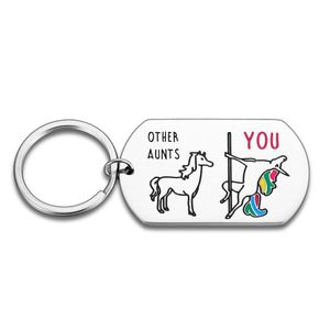 Tante cadeaus Keychain Beste tante verjaardagsleutelhanger voor kerstmoederdag eenhoorn tante cadeau idee sarcastisch waardering cadeau