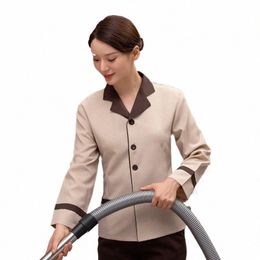 tante Hotelschoonmaak Uniform Lg-mouwen Property Cleaner Herfst- en winterkleding Gastenkamer Ober Werkkleding PA Clean V2aa#